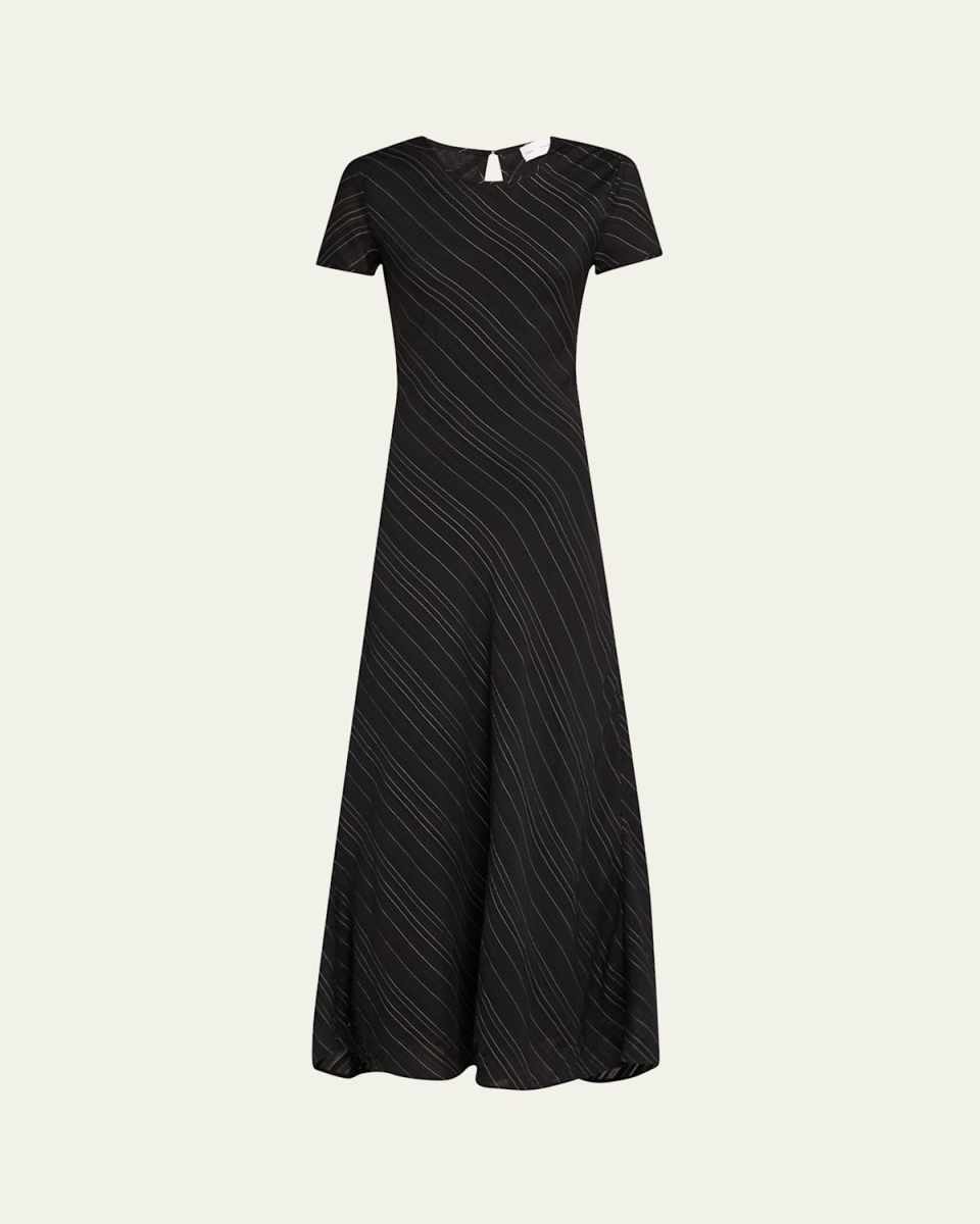 Joss Woven Stripe Short-Sleeve Maxi Dress